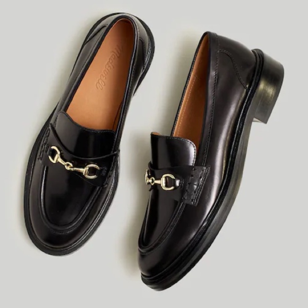 Madewell Vernon Bit Hardware Loafer, black leather, size 9